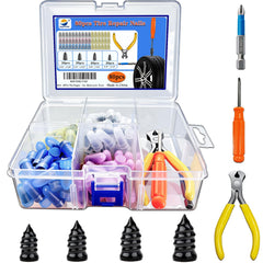 Jeyermier 80Pcs tire repair nails kit with four sizes for fast roadside fixes.