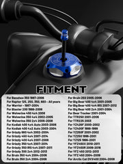 JFG RACING ATV gas cap front view highlights anodized color and protection.