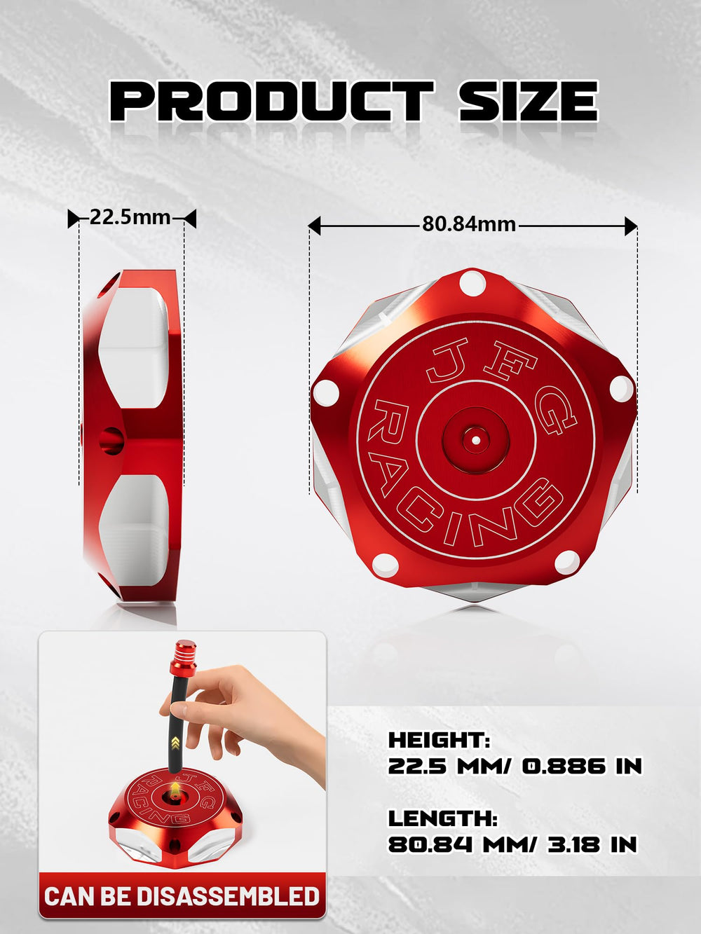 JFG RACING Banshee 350 gas cap with sealing ring prevents spills.