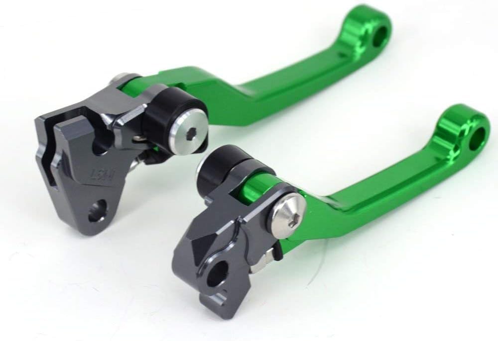 JFG RACING green foldable lever on dirt bike boosts feel and control.