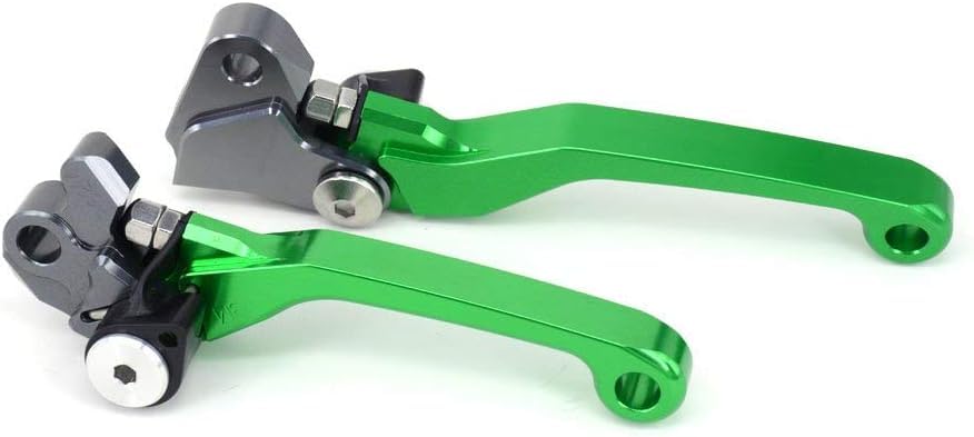 JFG RACING clutch lever for KX250F 2005-2012 with green finish.
