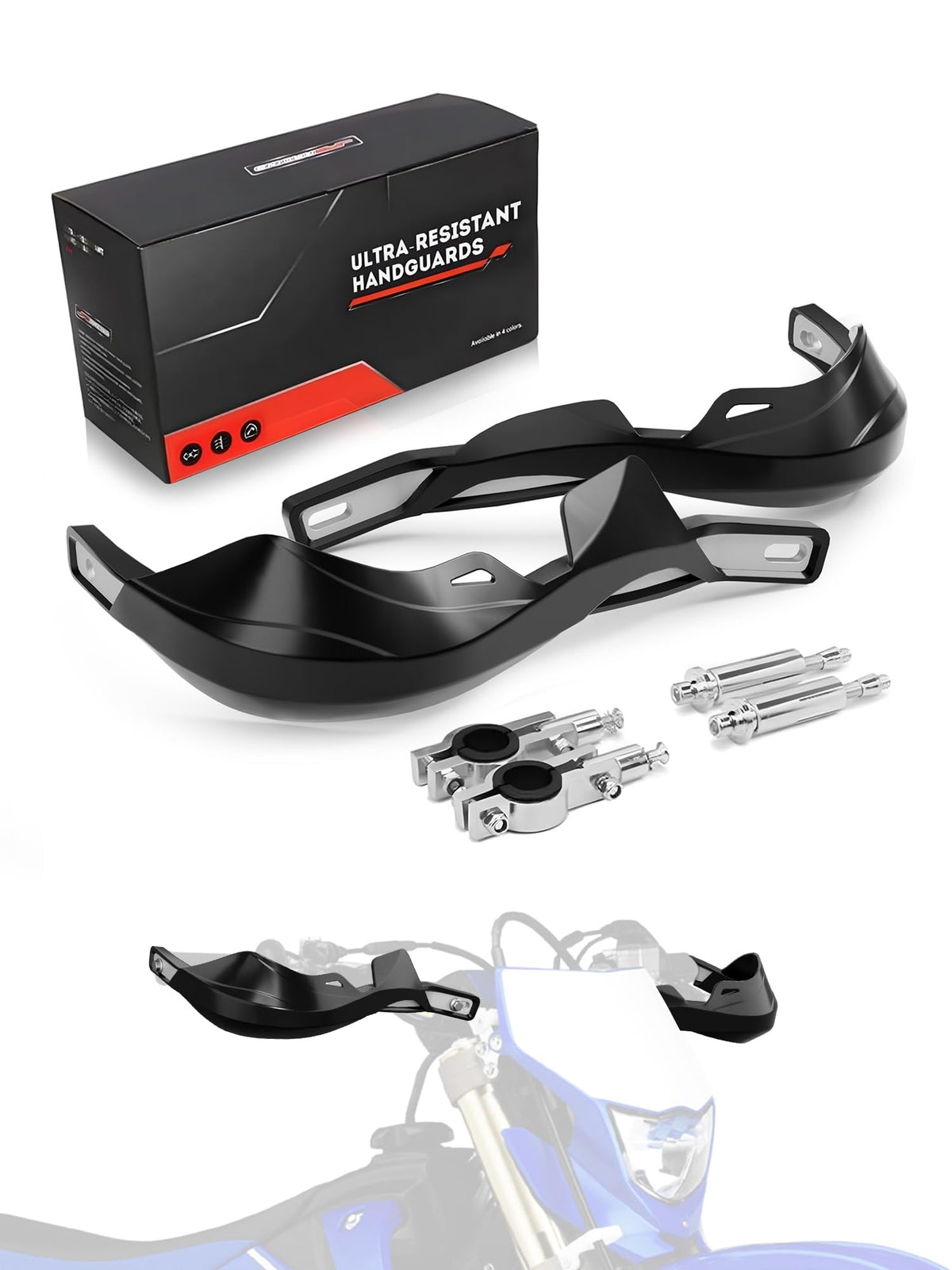 JFG RACING dirt bike handguards front view protecting hands from wind and debris