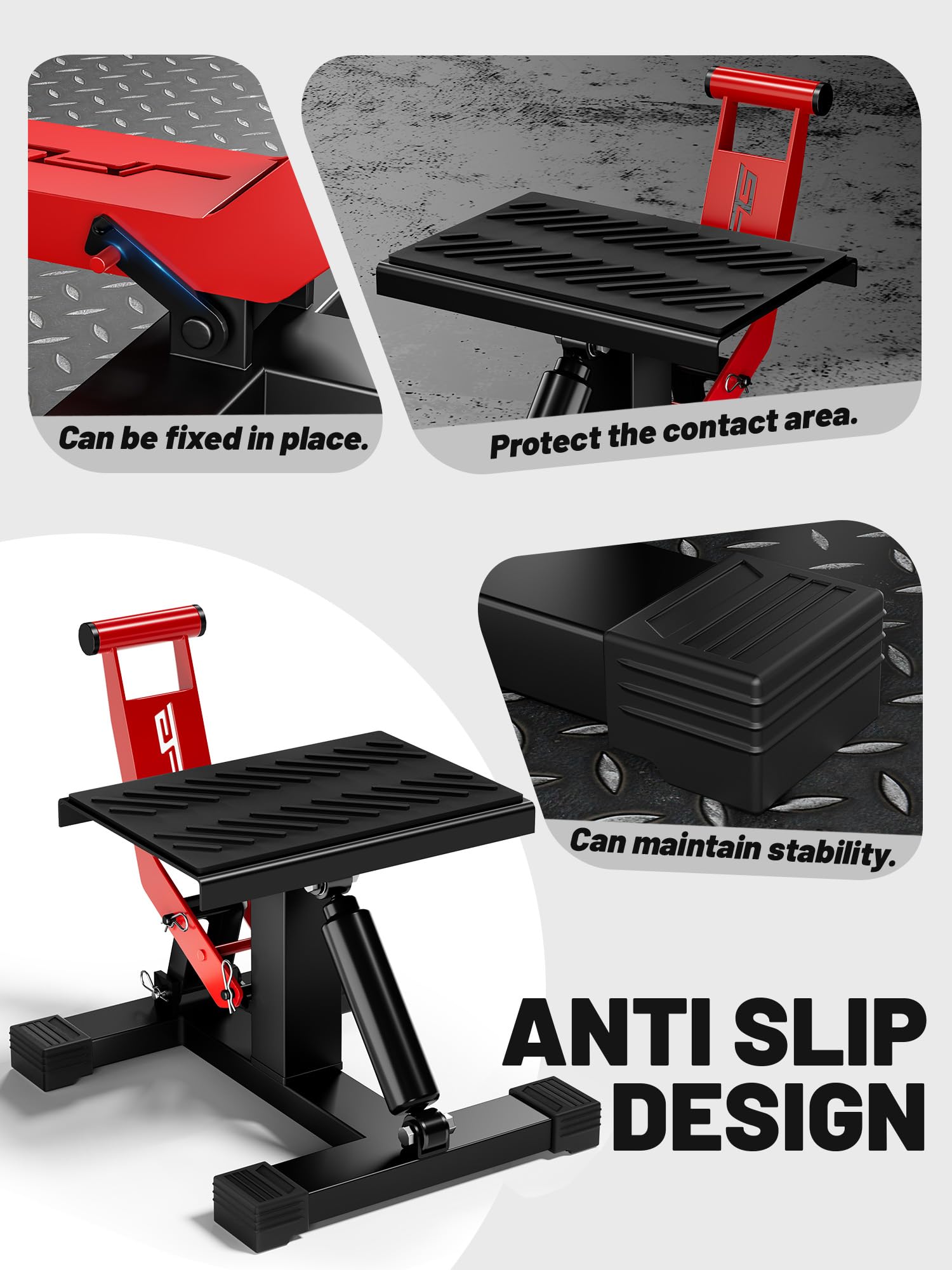 JFG RACING adjustable height stand 27-36 cm for versatile dirt bike work.