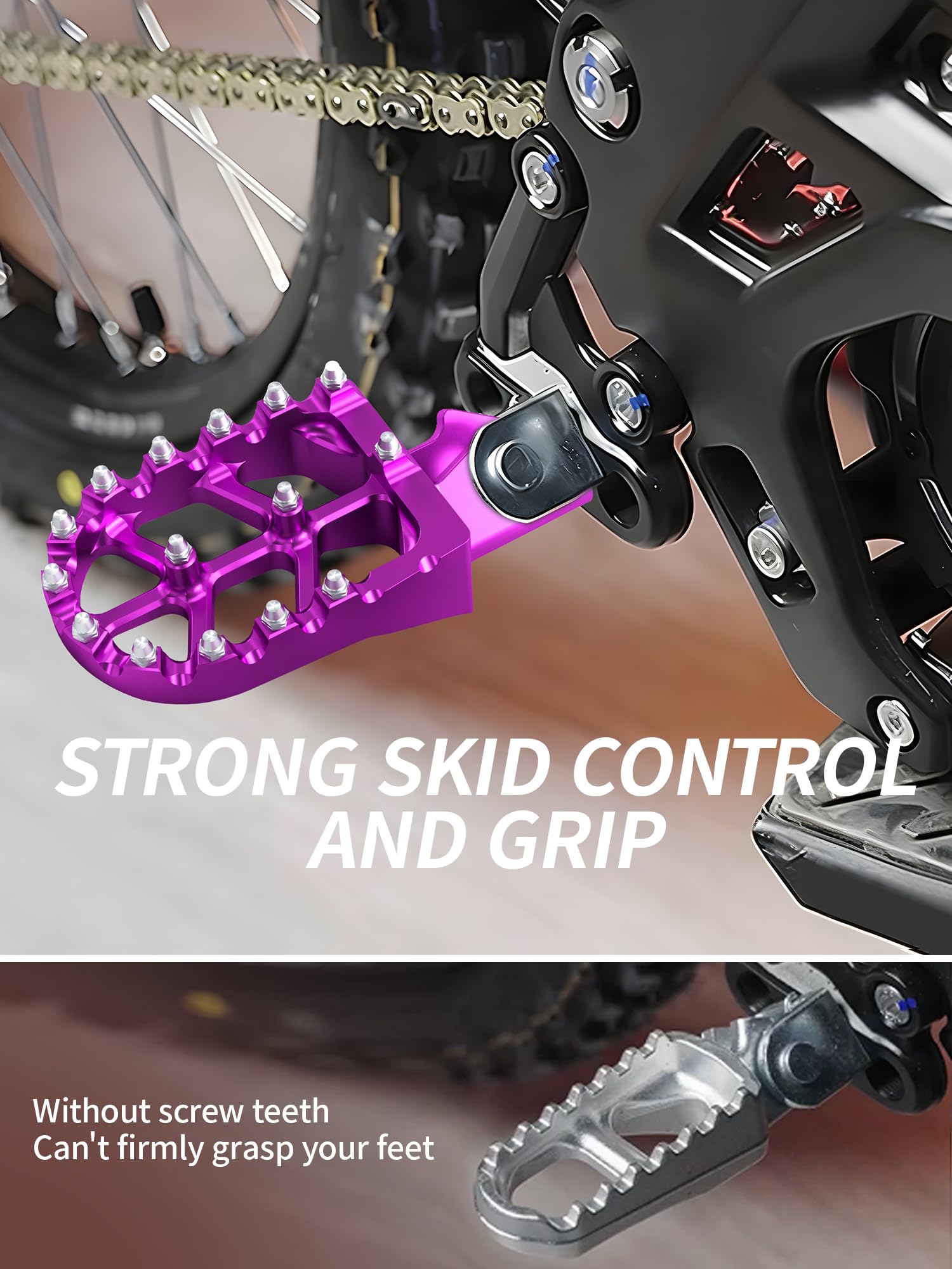 JFG Racing pegs fit CRF150F/CRF230F and Sur-Ron models.