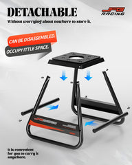 JFG RACING dirt bike stand top measures 25x25 cm for precise positioning.