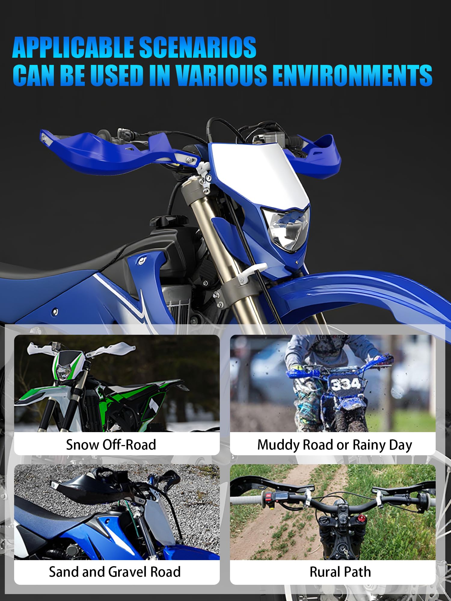 JFG RACING handguards blue outer shield protects hands from debris.