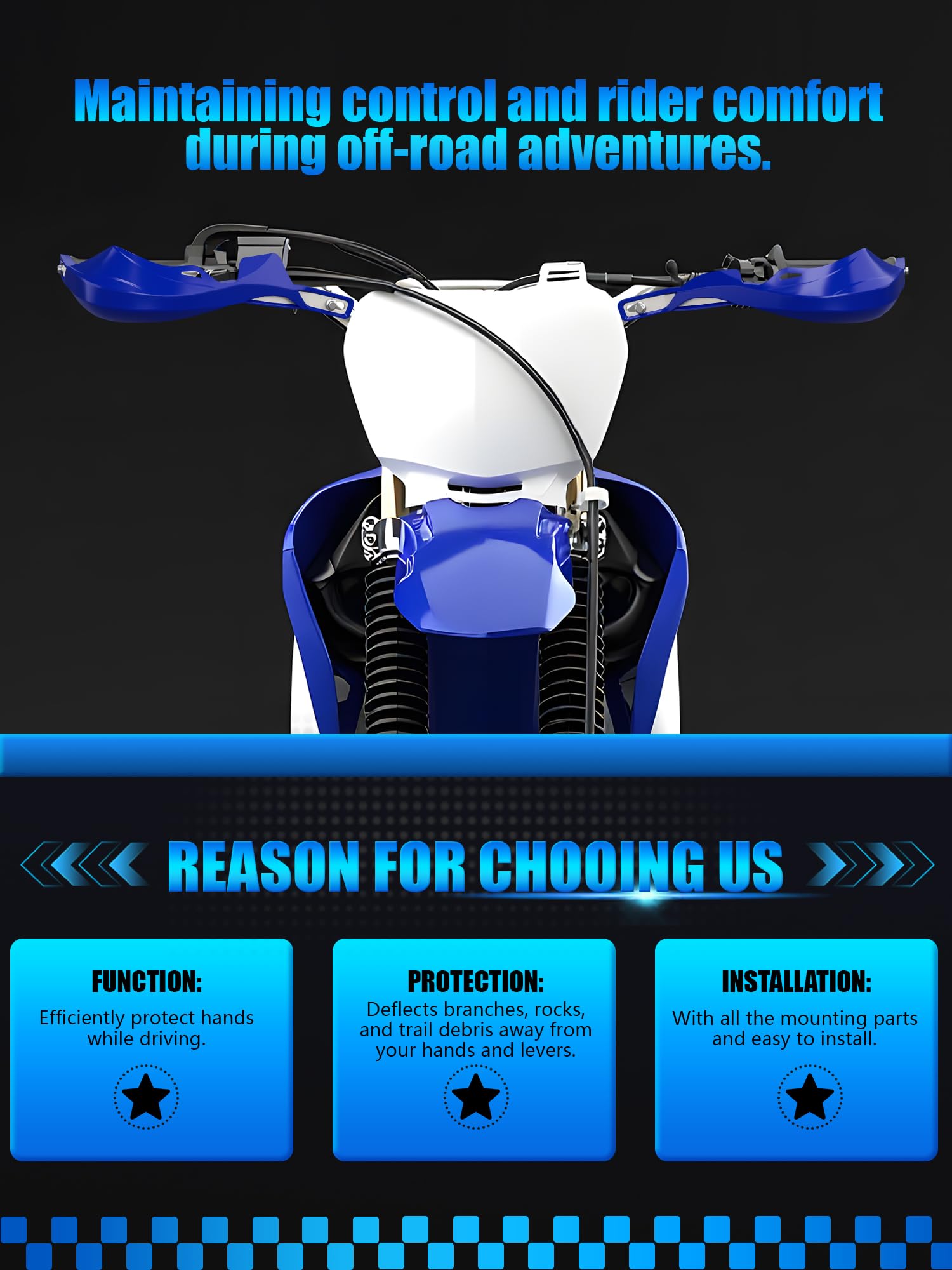 JFG RACING handguards provide space for cables and brakes.