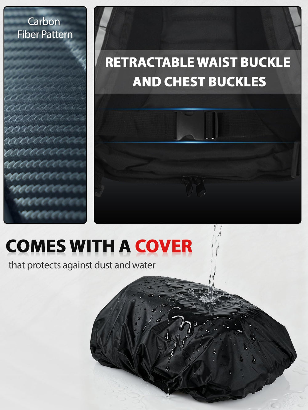 JFG RACING backpack durable PVC and 1680D Oxford withstands daily use