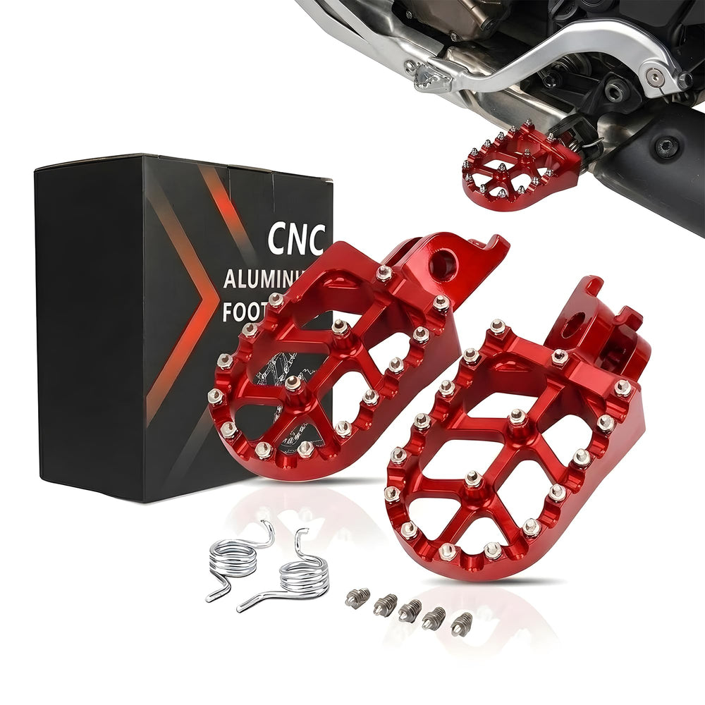 JFG Racing dirt bike foot pegs left side view showing sturdy grip and rugged design