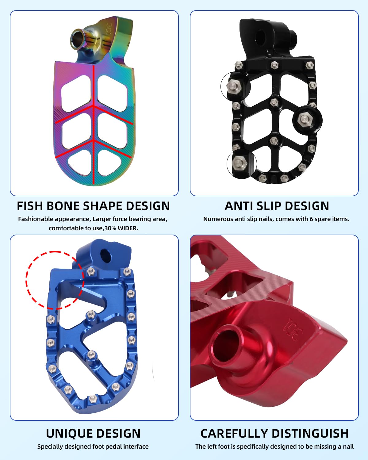 JFG RACING foot pegs replaceable teeth for easy maintenance