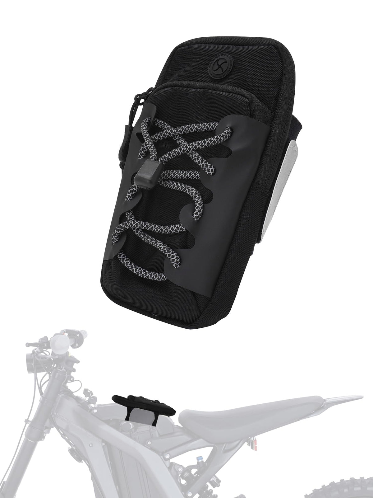 JFG RACING frame battery bag mounted on the battery cover for quick access.