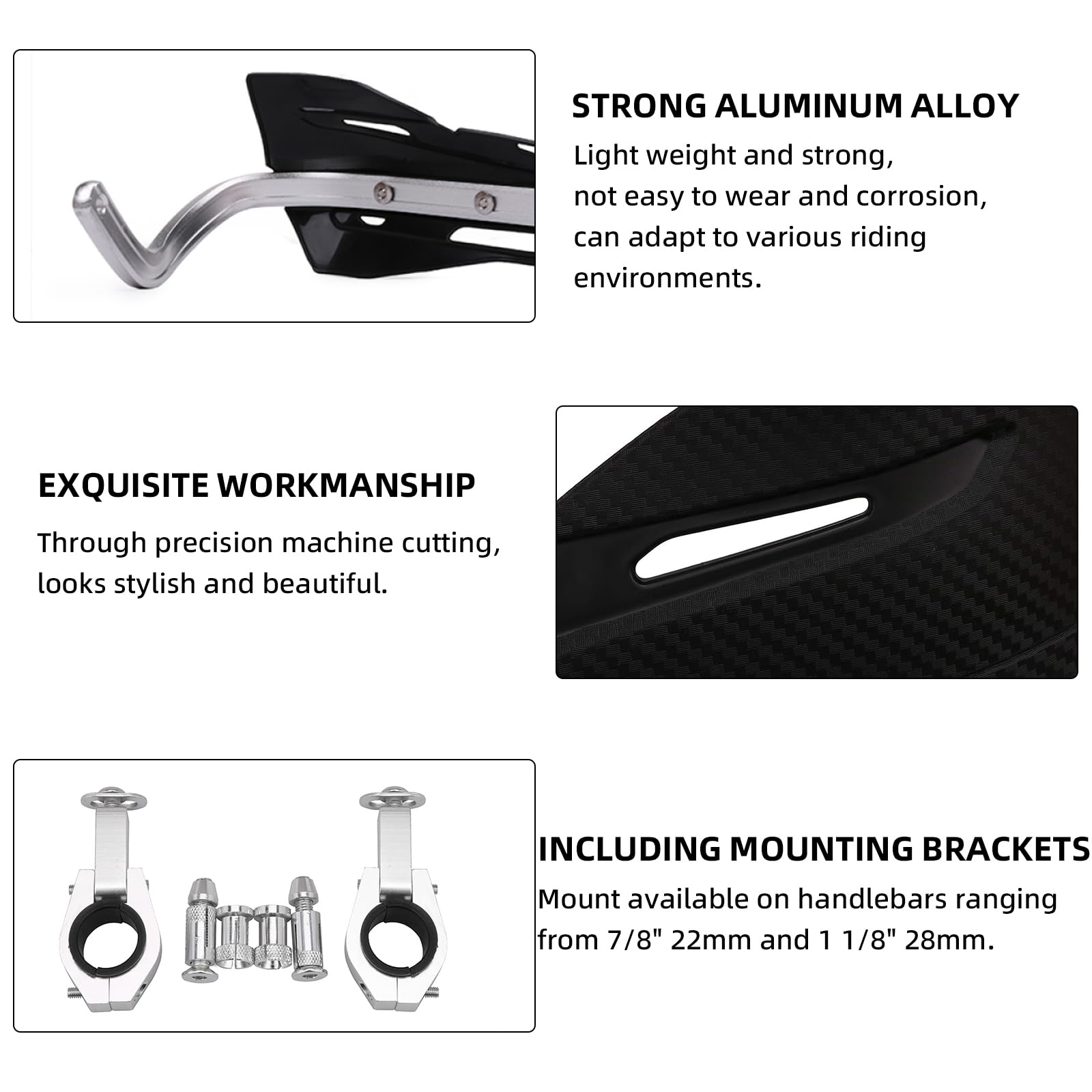 JFG RACING handguards cut-out design highlighting lighter weight profile