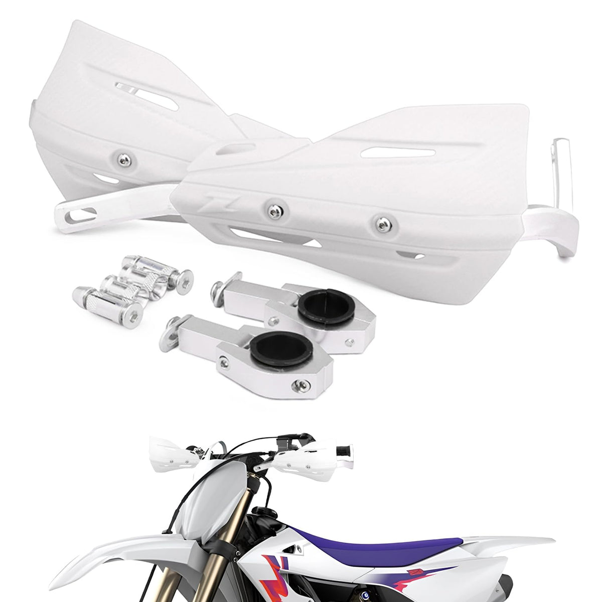 JFG RACING handguards on universal handlebars protect from debris.