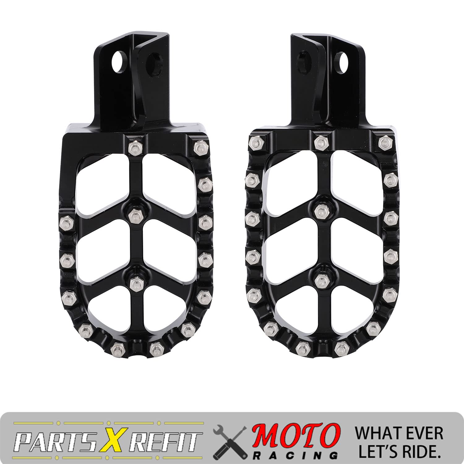 JFG RACING KLR650 footpegs packaging image highlights ready-to-install set.