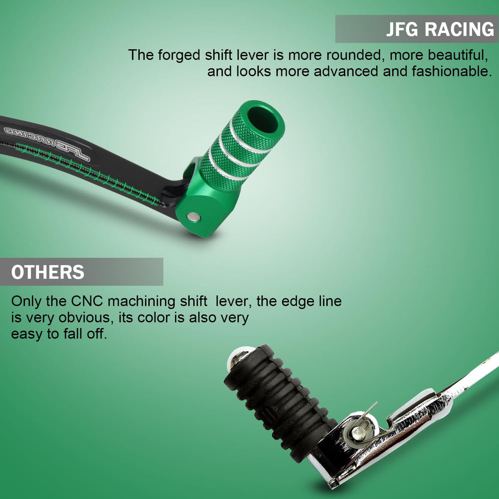JFG RACING KLX110 6061 aluminum for strength and light weight.