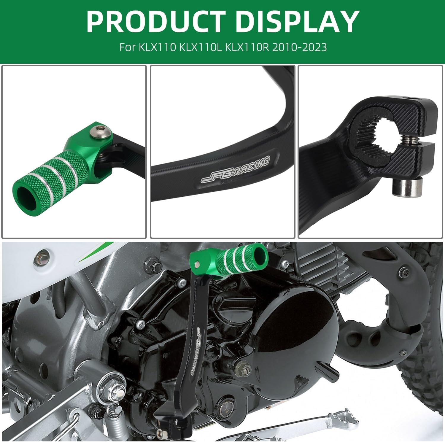 JFG RACING KLX110 foldable tip protects during impacts.