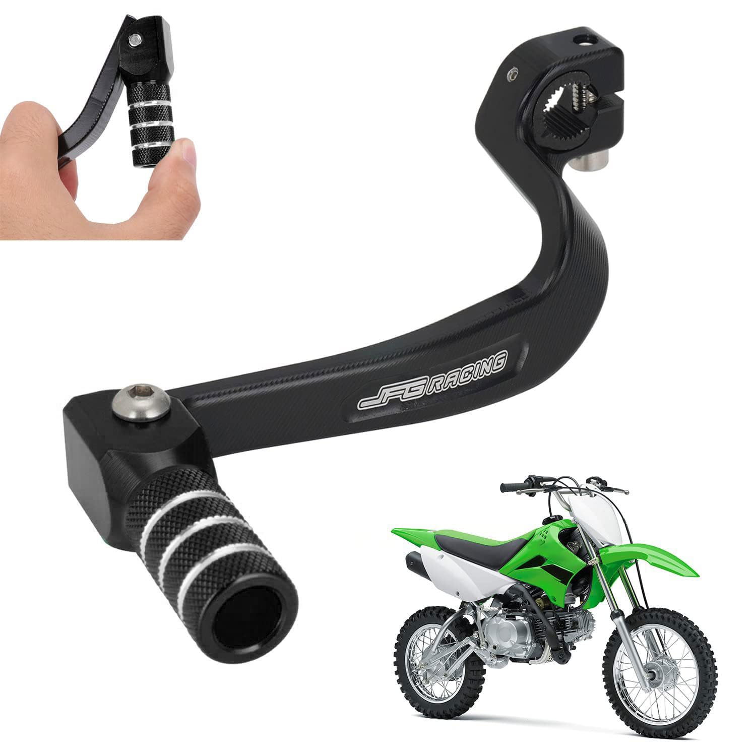 JFG RACING folding shift lever mounted on KLX110 for smooth shifting