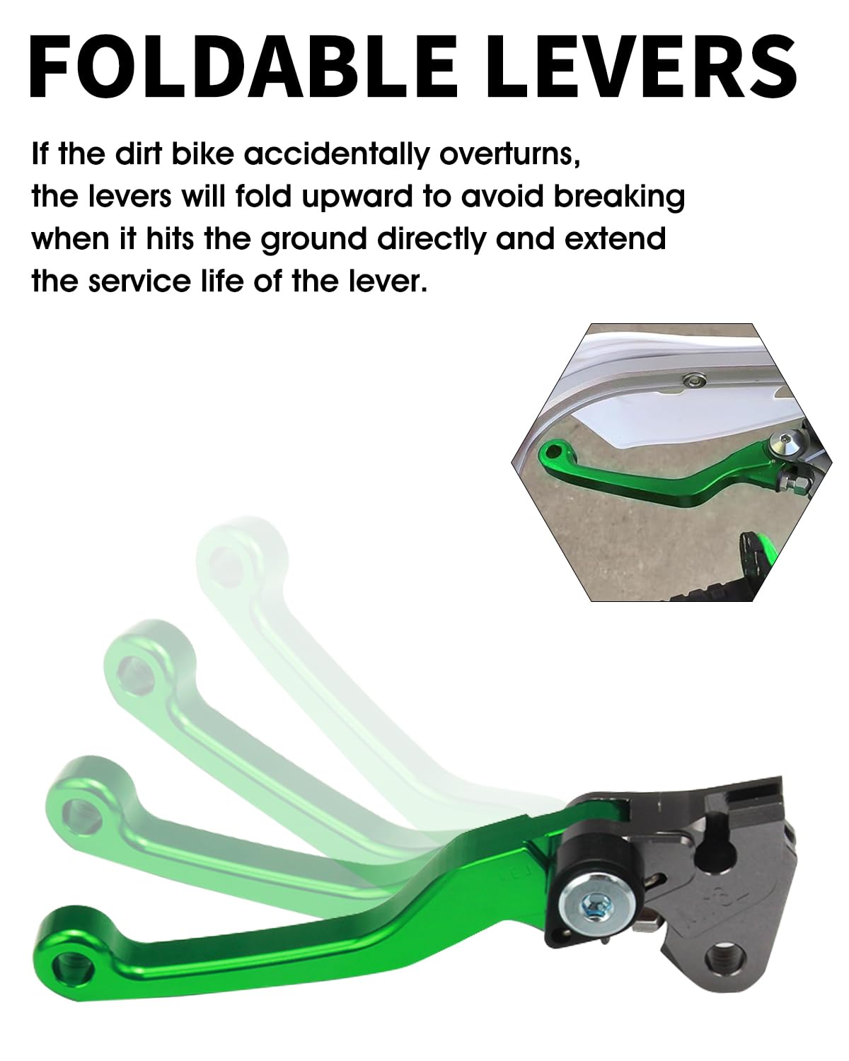 JFG RACING 6061 aluminum lever with green coating offers lightweight strength.