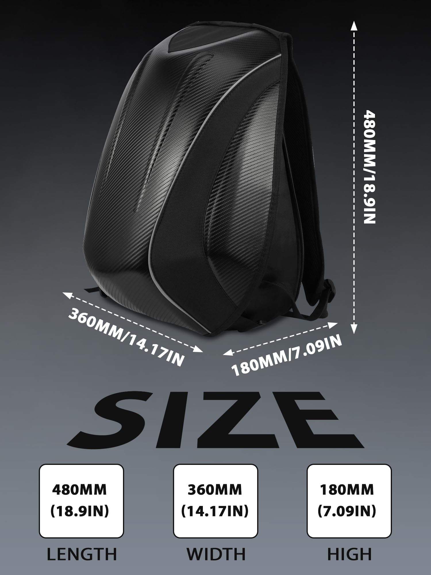 JFG RACING backpack side view highlights compact profile for easy mounting