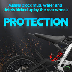 JFG RACING rear fender shields the tail from debris on muddy off-road trails.