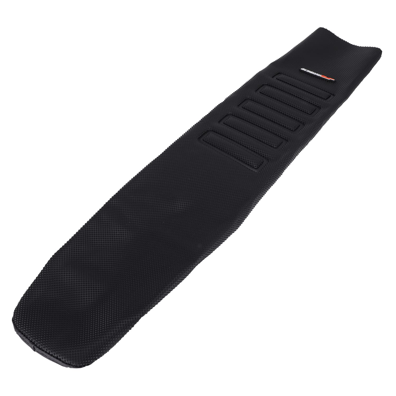 JFG RACING seat cover with particle surface improves grip on muddy dirt trails.