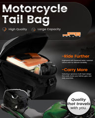 JFG RACING tail bag expandable-bottom design adds space for gear on trips