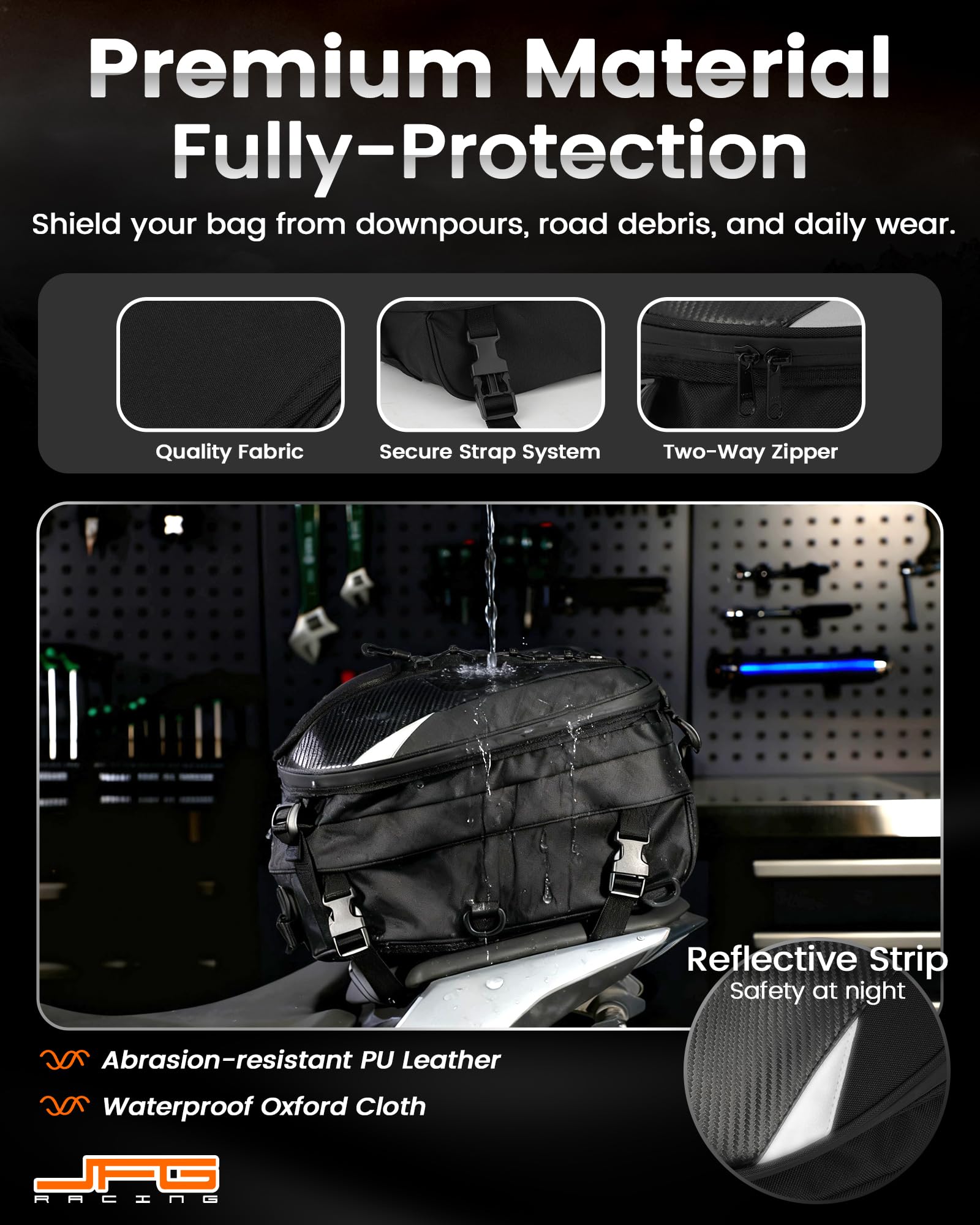 JFG RACING tail bag helmet-wallet-phone-storage keeps daily essentials within reach