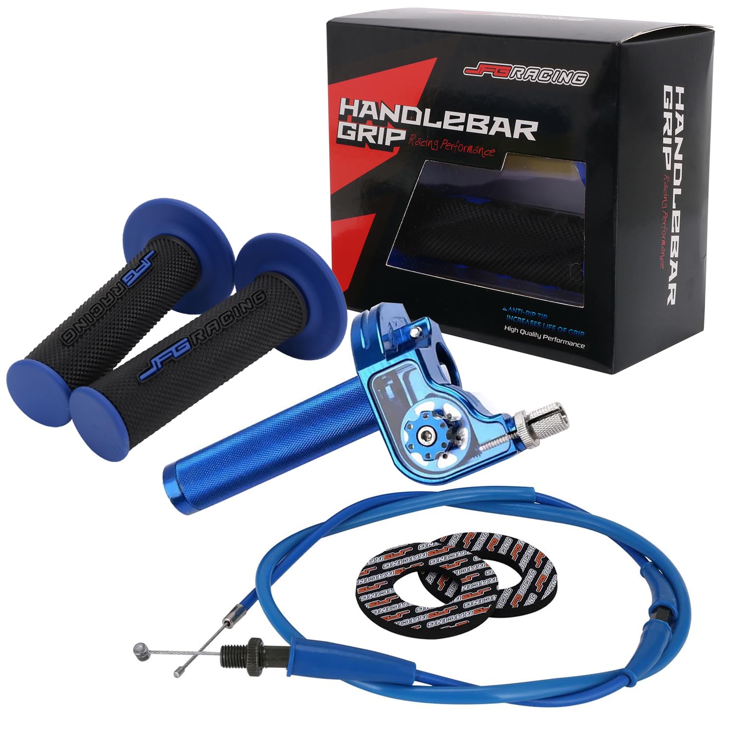 JFG RACING twist throttle with translucent top for clear cable visibility and quick adjustments.