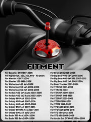 JFG RACING YFZ-450R gas cap with anodized finish, lightweight protection.