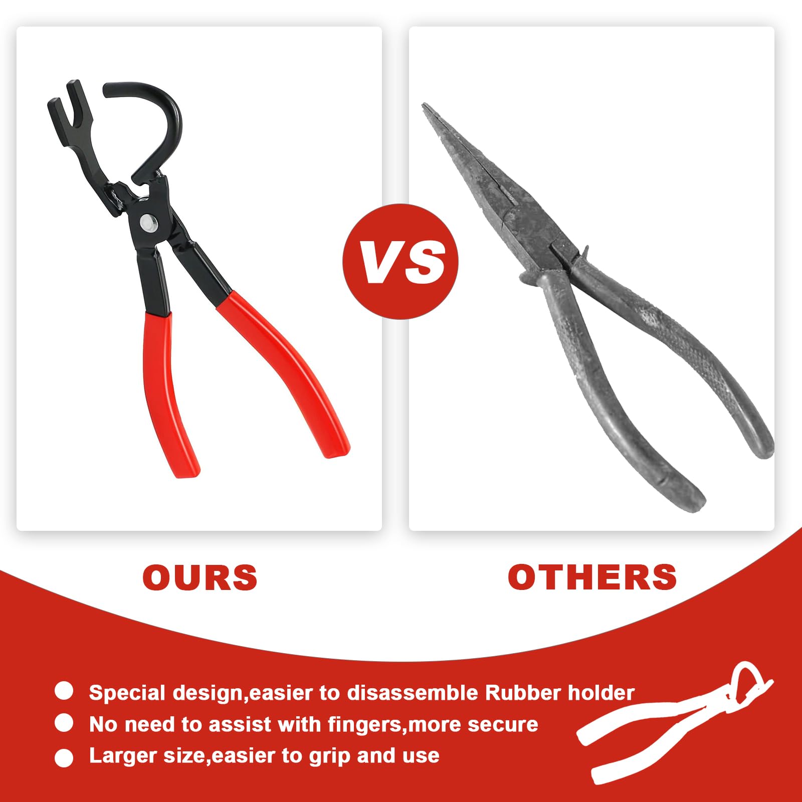 JFJJ Exhaust Hanger Removal Pliers in use, enabling quick rubber bracket separation
