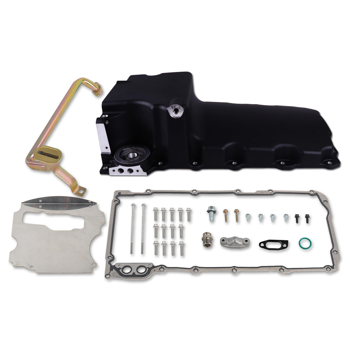 JGhyperX 302-1 aluminum oil pan in black designed for LS engines with precise subframe fit