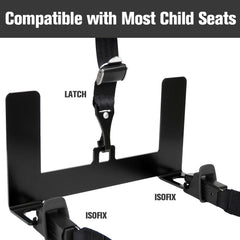 JHKLS bracket installed on car seat showing secure attachment.
