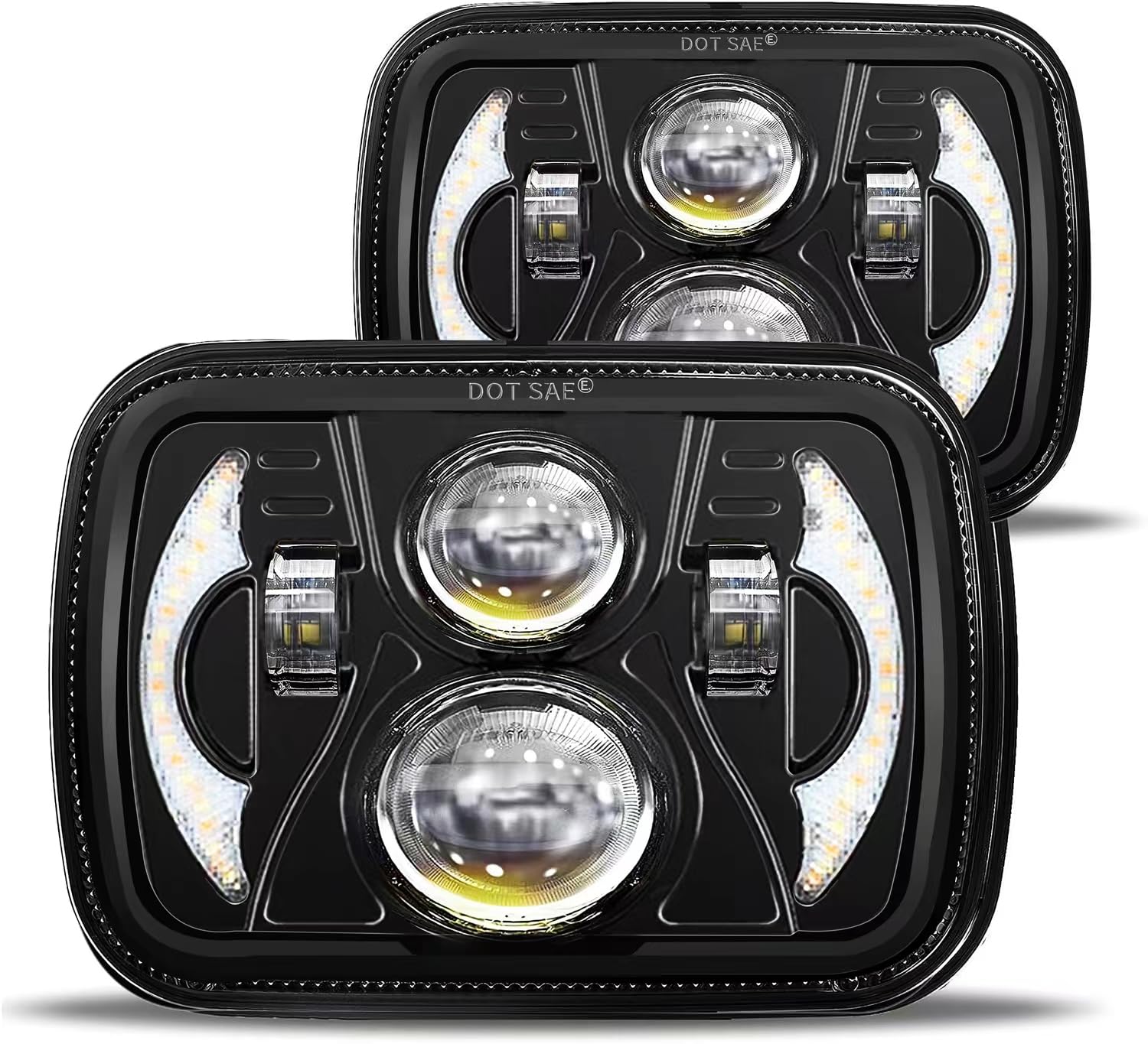 JHLion 5x7 LED headlights front view with bright, even beam for night visibility