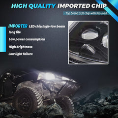 JHLion 5x7 LED headlights side profile showing durable aluminum housing