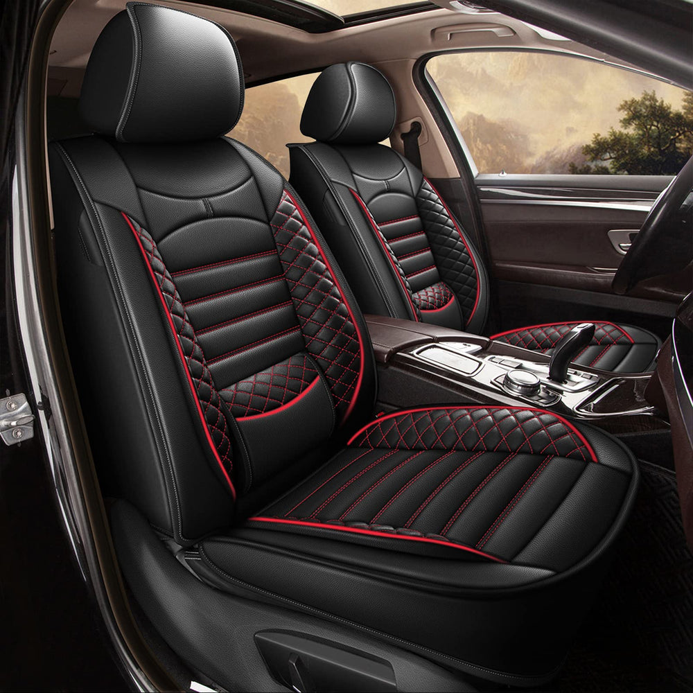 JIAMAOXIN Forester front seat covers in black and redline offering durable protection