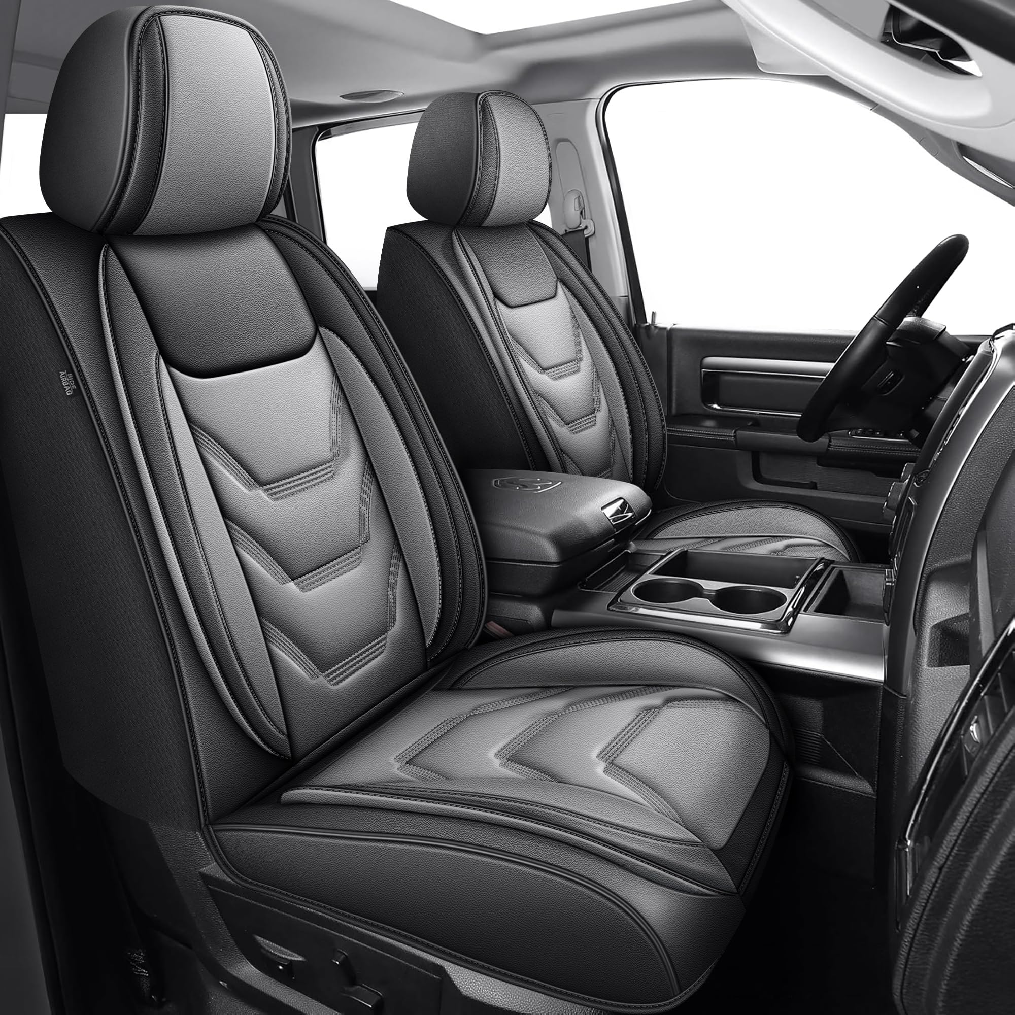 JIAMAOXIN front-seat-cover-with-pockets enhances storage on the Dodge RAM
