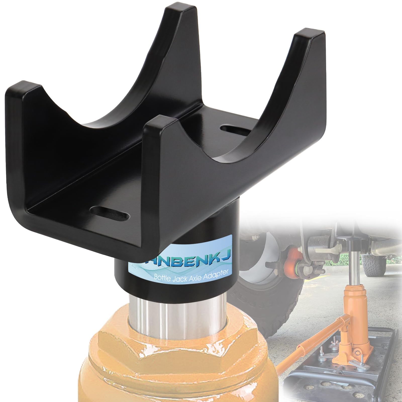 JIANBENKJ bottle jack axle adapter saddle on 2 in round axle tubes offers stable lifting support