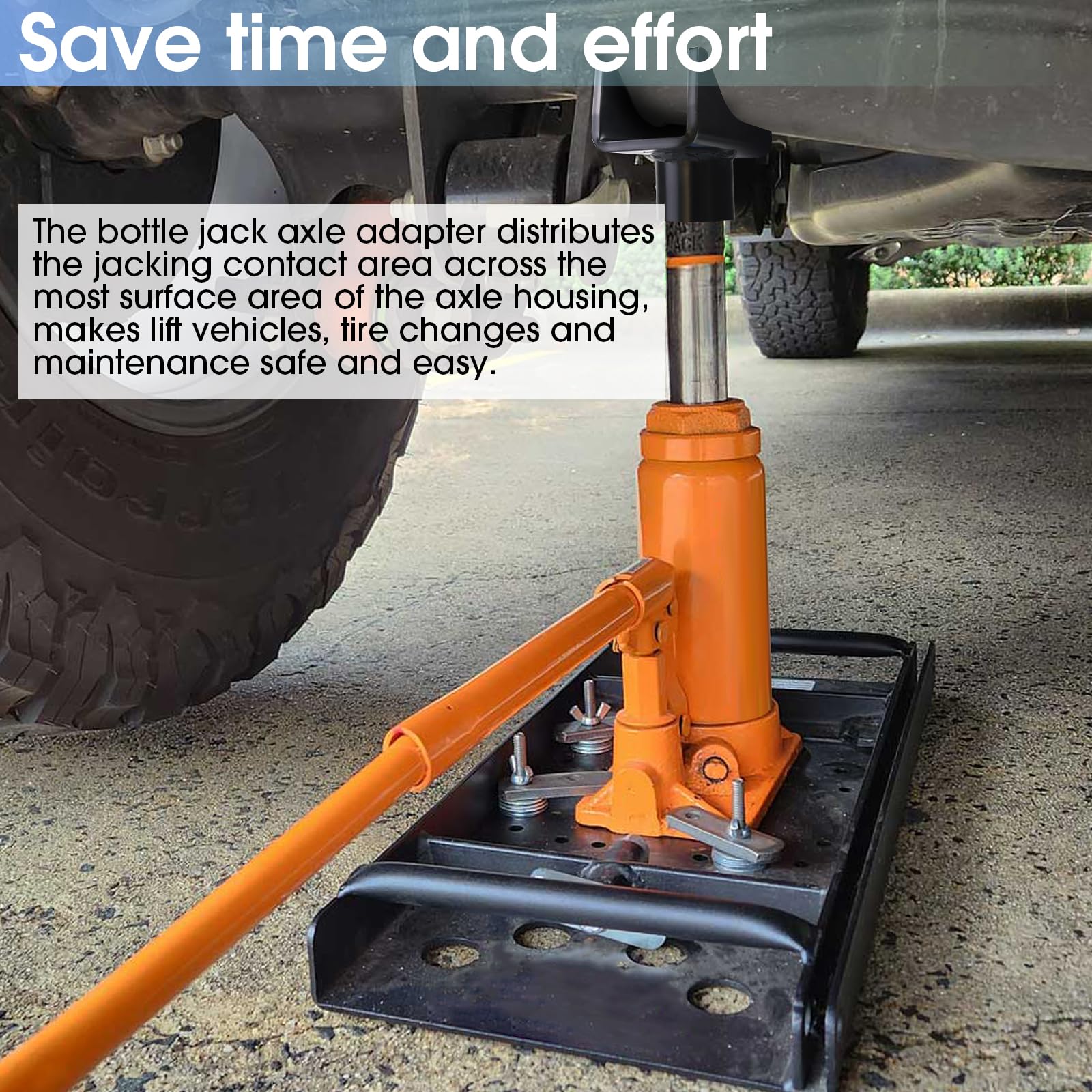 JIANBENKJ bottle jack axle adapter saddle demonstrates safer contact with axles and reduced slipping risk