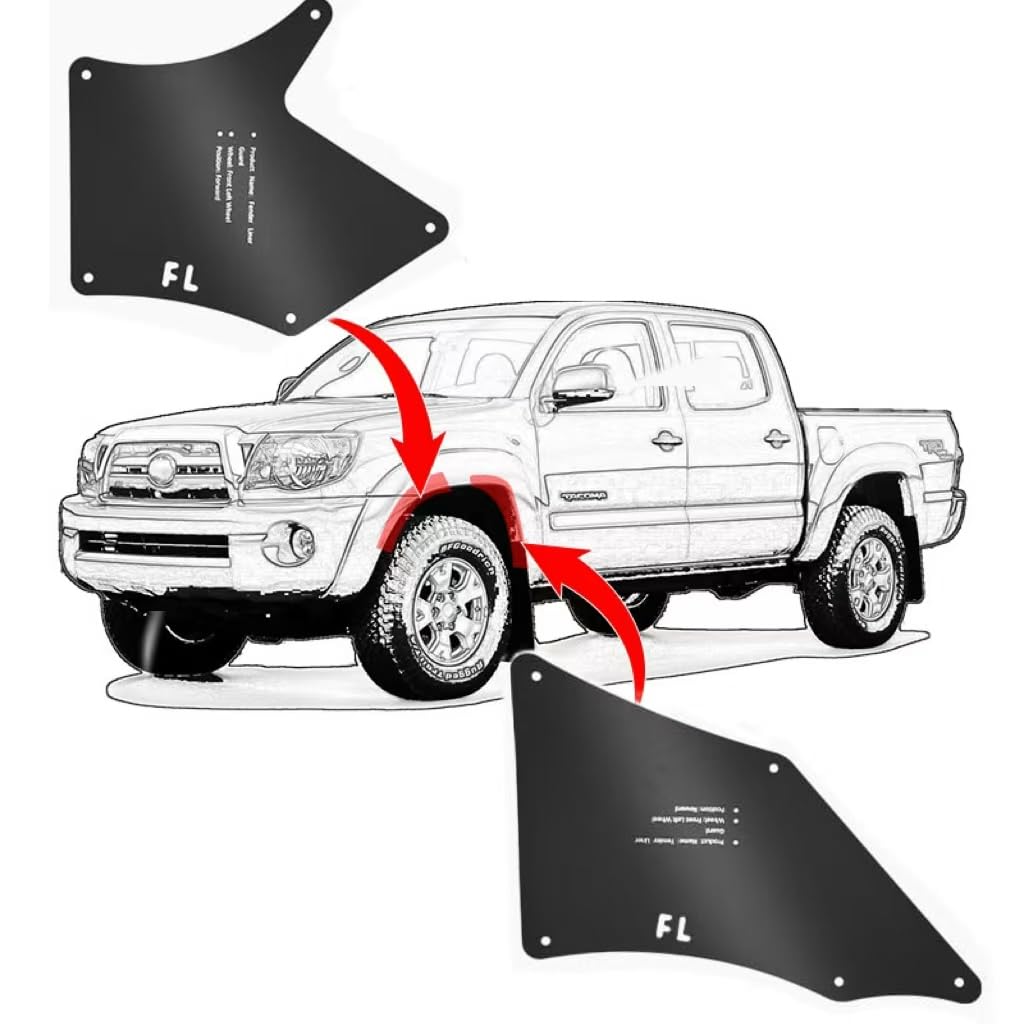 Jiankun Fender Liner rear left on Toyota Tacoma guards wheel well against spray