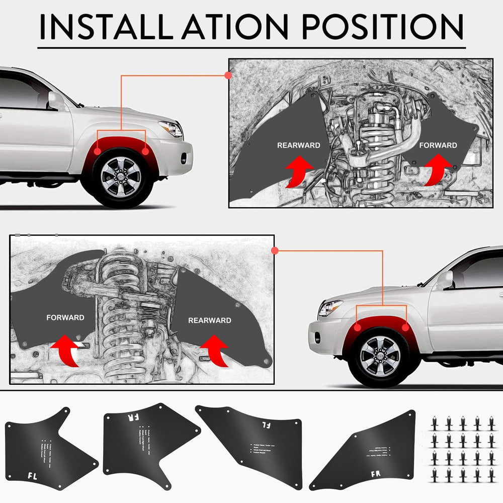 Jiankun Fender Liner rear right on Toyota Tacoma reduces undercarriage wear