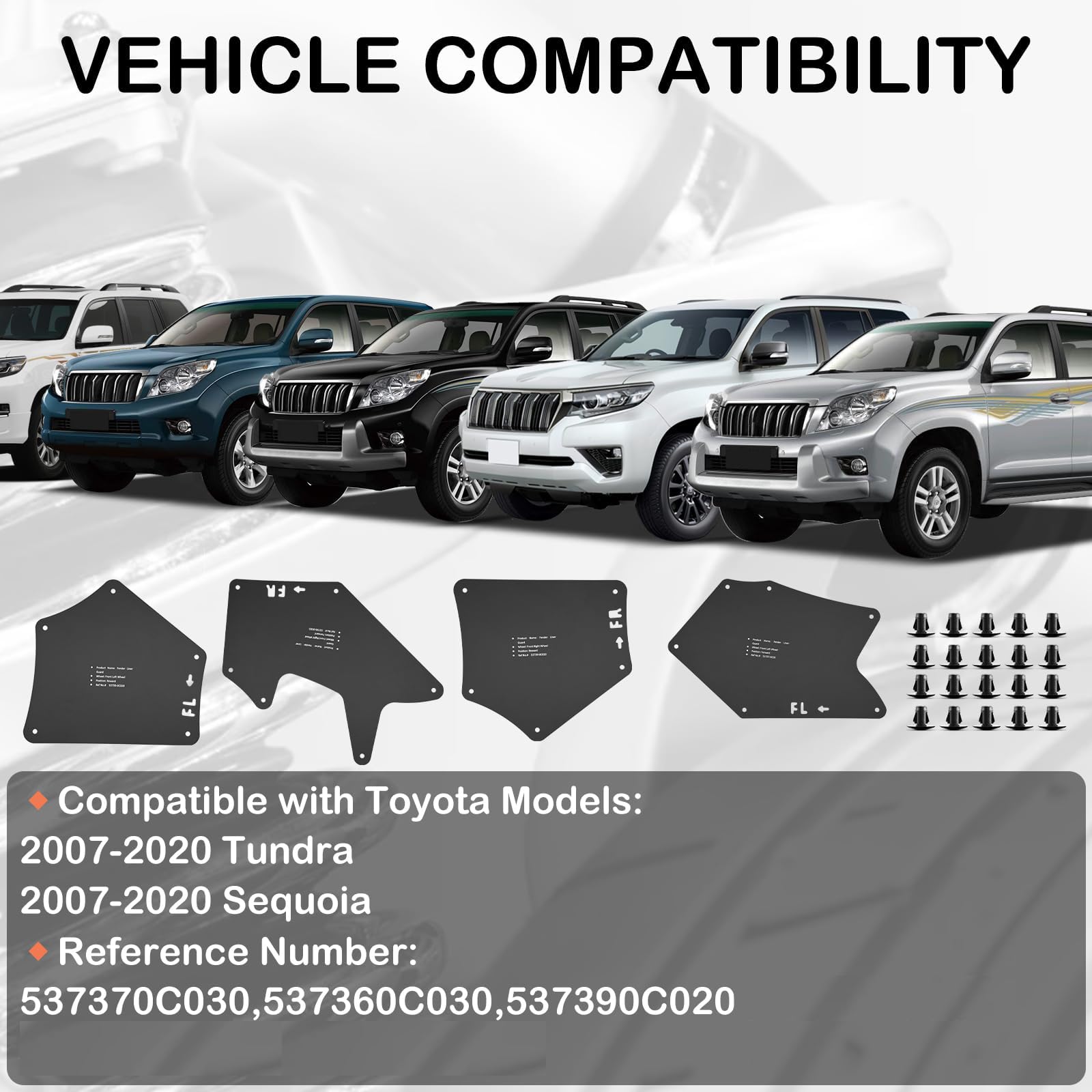 jiankun fender liner rear-right for tundra guards road spray
