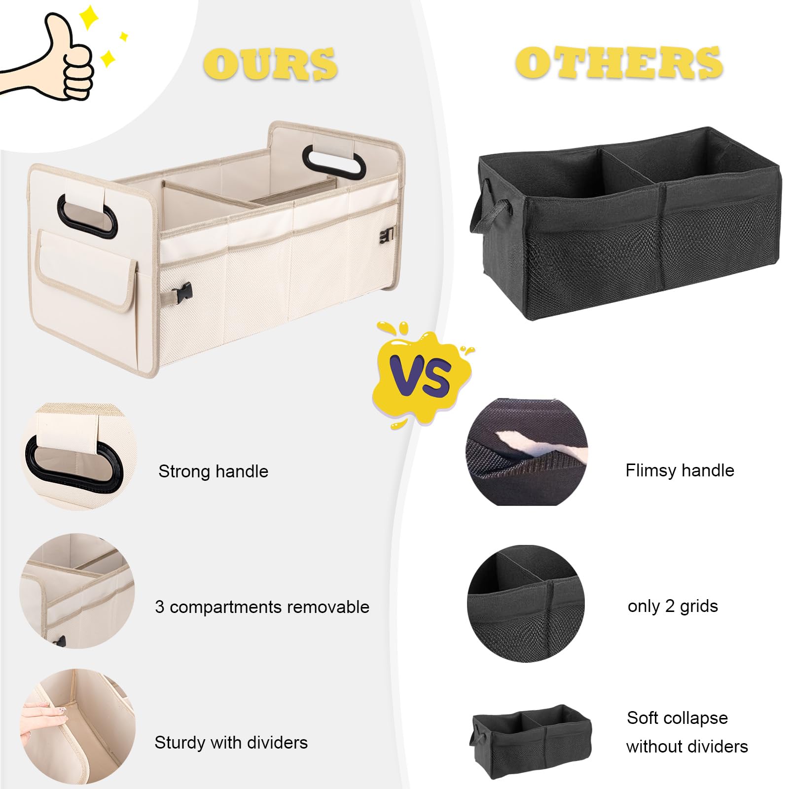 JiatuA car trunk organizer beige fabric complements many car interiors