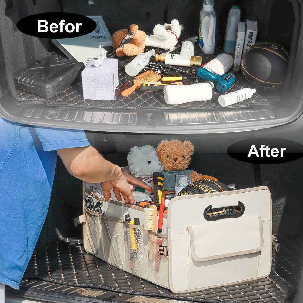 JiatuA car trunk organizer foldable half-length forms a seat organizer
