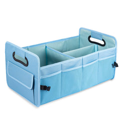 JiatuA Car Trunk Organizer, fully expanded, keeps groceries and gear neatly organized and within reach.