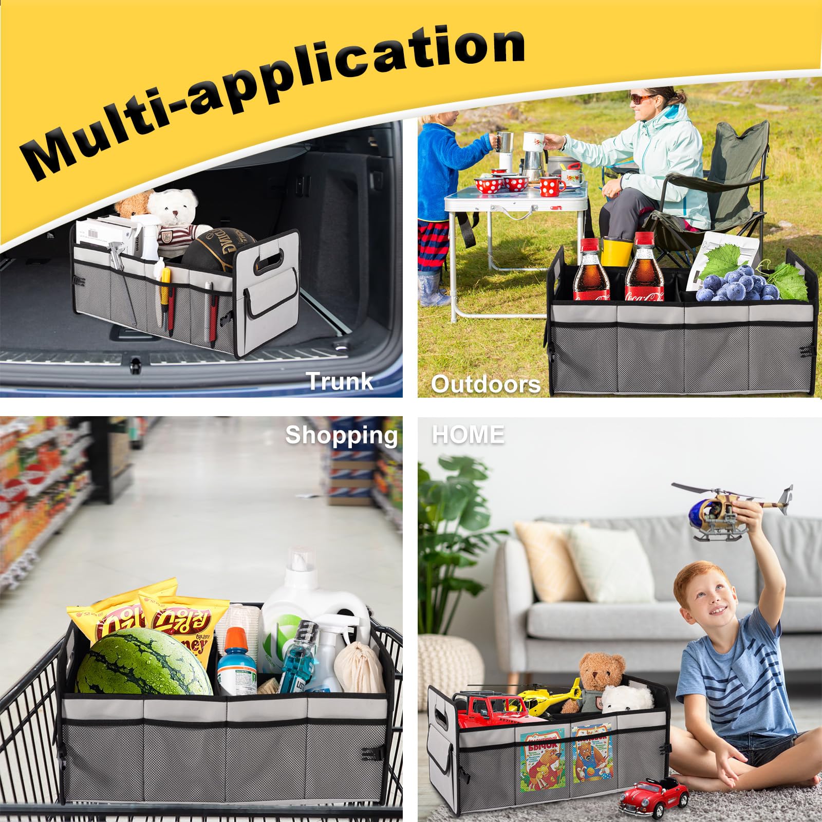 JiatuA trunk organizer with multi-compartment layout for organized items