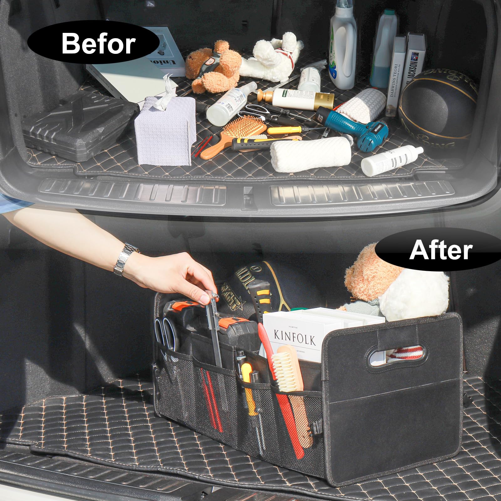 JiatuA secure buckle keeps the organizer folded when not in use.