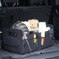 JiatuA trunk organizer compartments close-up shows adjustable dividers for different items.