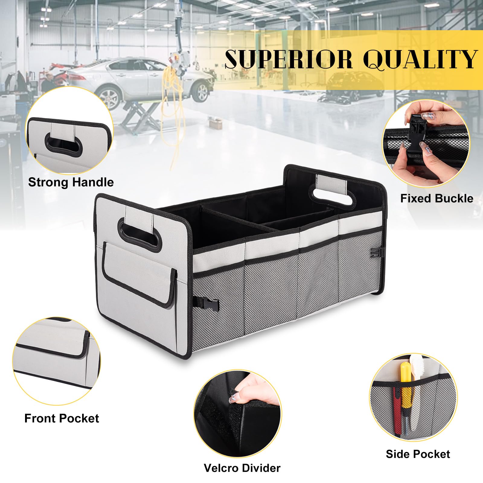 JiatuA trunk organizer using waterproof 600D Oxford fabric for easy cleaning