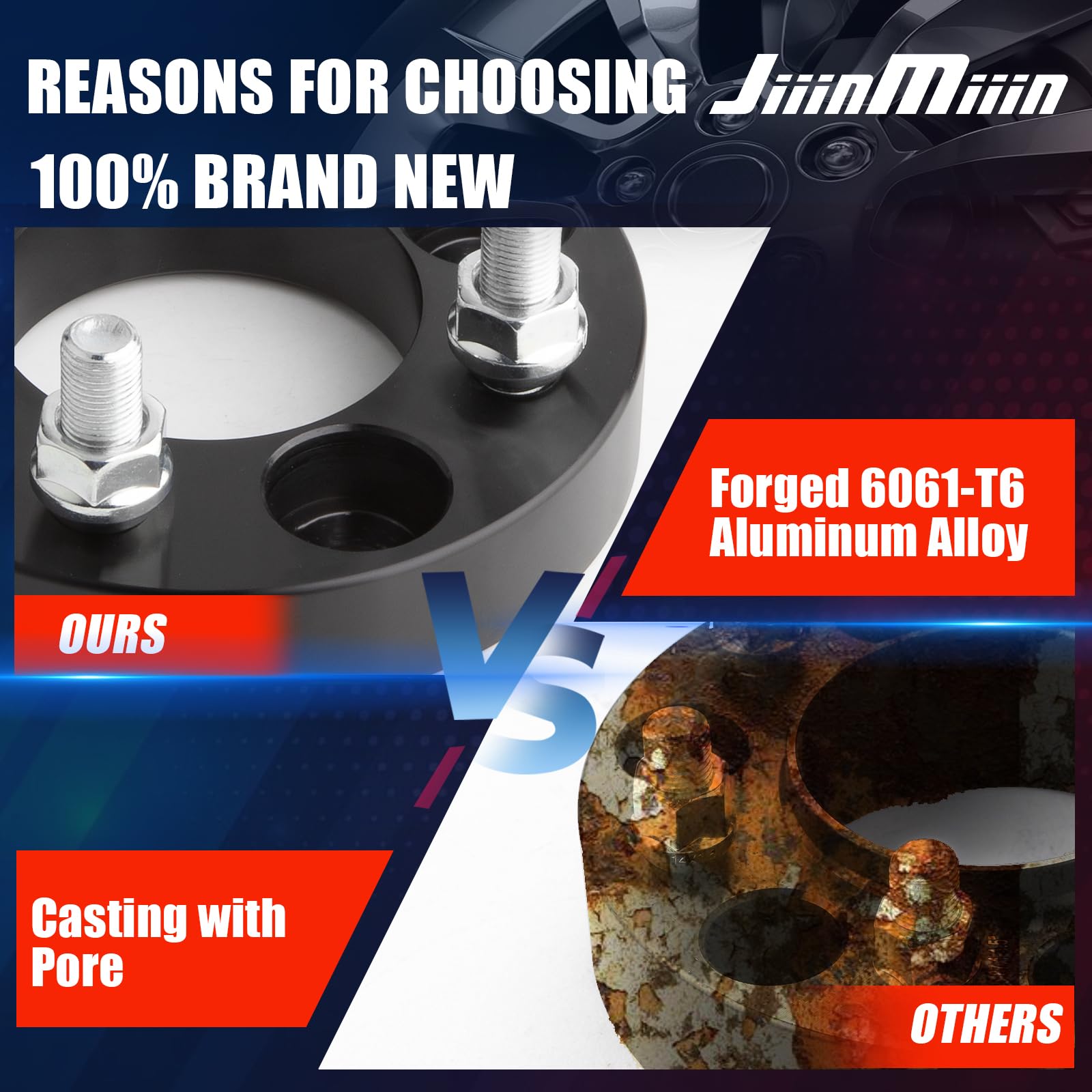 JiiinMiiin wheel spacer packaging in box with installation guide.