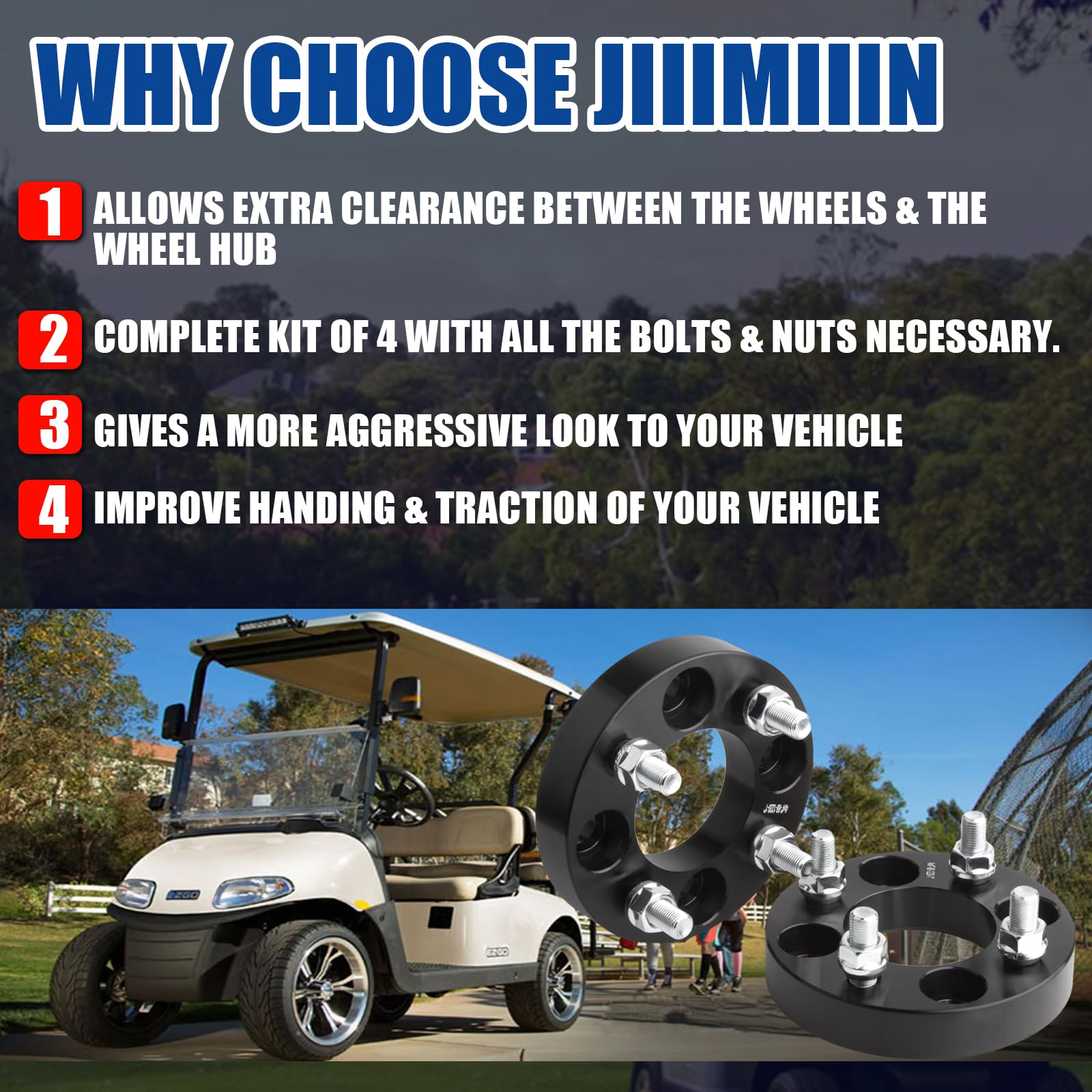 JiiinMiiin 4x4 spacer stud detail using 12.9 grade studs for secure mounting.